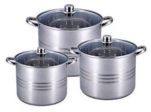Каструлі Benson BN-2015 для готування 6 предметів із неіржавкої сталі, Кухонний набір каструль для готування