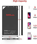 TNTOR 5000 mAh Ultra Slim Power Bank, металева оболонка, портативний mini power bank із зарядним кабелем для iPhone - чорний, фото 5