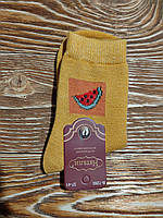 Носки женские ангора шерсть "Натали" 37-41 Желтые с арбузом