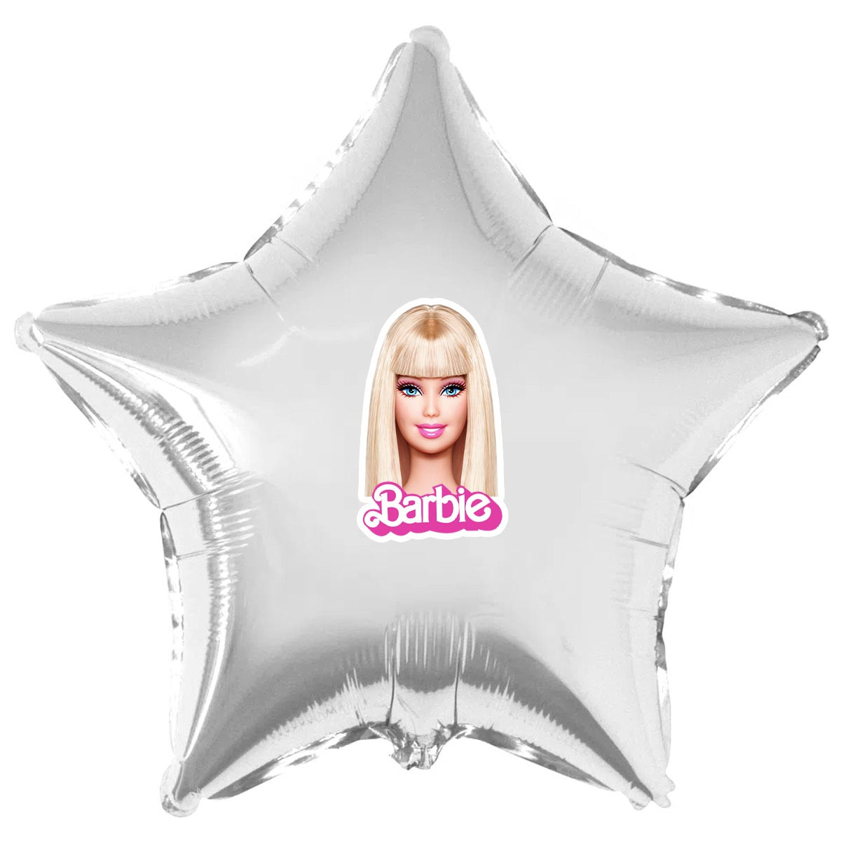 Наклейка "Барбі" лого + обличчя оракал на кульку 18" (поштучно, без кульки)