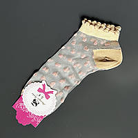 Жіночі капронові шкарпетки в горошок 36-41 розмір - Персиковий колір