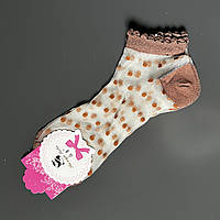 Жіночі капронові шкарпетки в горошок 36-41 розмір - Коричневий колір