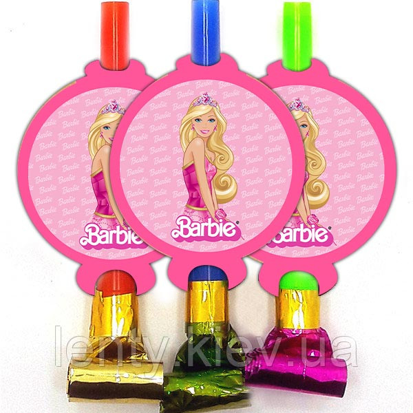 Язички - гудки "Барбі" дівчина (6 шт/уп) в стилі карнавальні малотиражні -