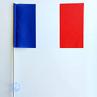 Флажок Франции в машину с присоской , полиэстер , 14 х 23 см.