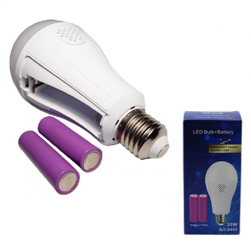 LED Лампочка зі знімним акумулятором 2 x 18650 20w цоколь E27, фото 1