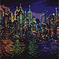 Набір для творчості Картина за номерами Малювання на полотні 40X40 см. "Місто у ночі"
