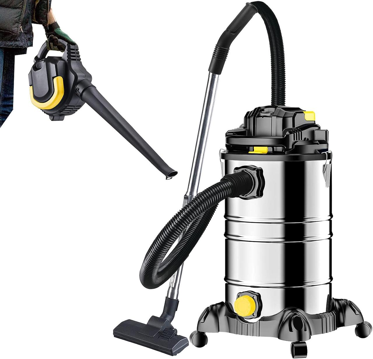 Промисловий пилосос DMS NTBS-30 Yellow 2000W 30л+ повітродувка, потужність 2000 Вт, радіус 12 м, фото 1