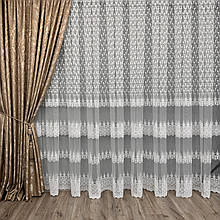 Якісний фатиновий тюль із густою вишивкою No80245 Молочний