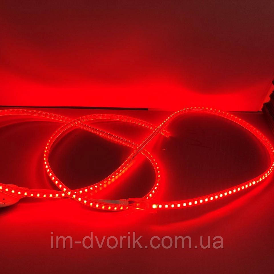 Світлодіодна стрічка червона 2835smd 220V IP67 120 led герметична, фото 1