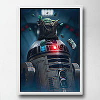 Постер на ПВХ "R2D2 and Baby Yoda" UkrPoster 2212570076 біла рамка 50х70 см, World-of-Toys