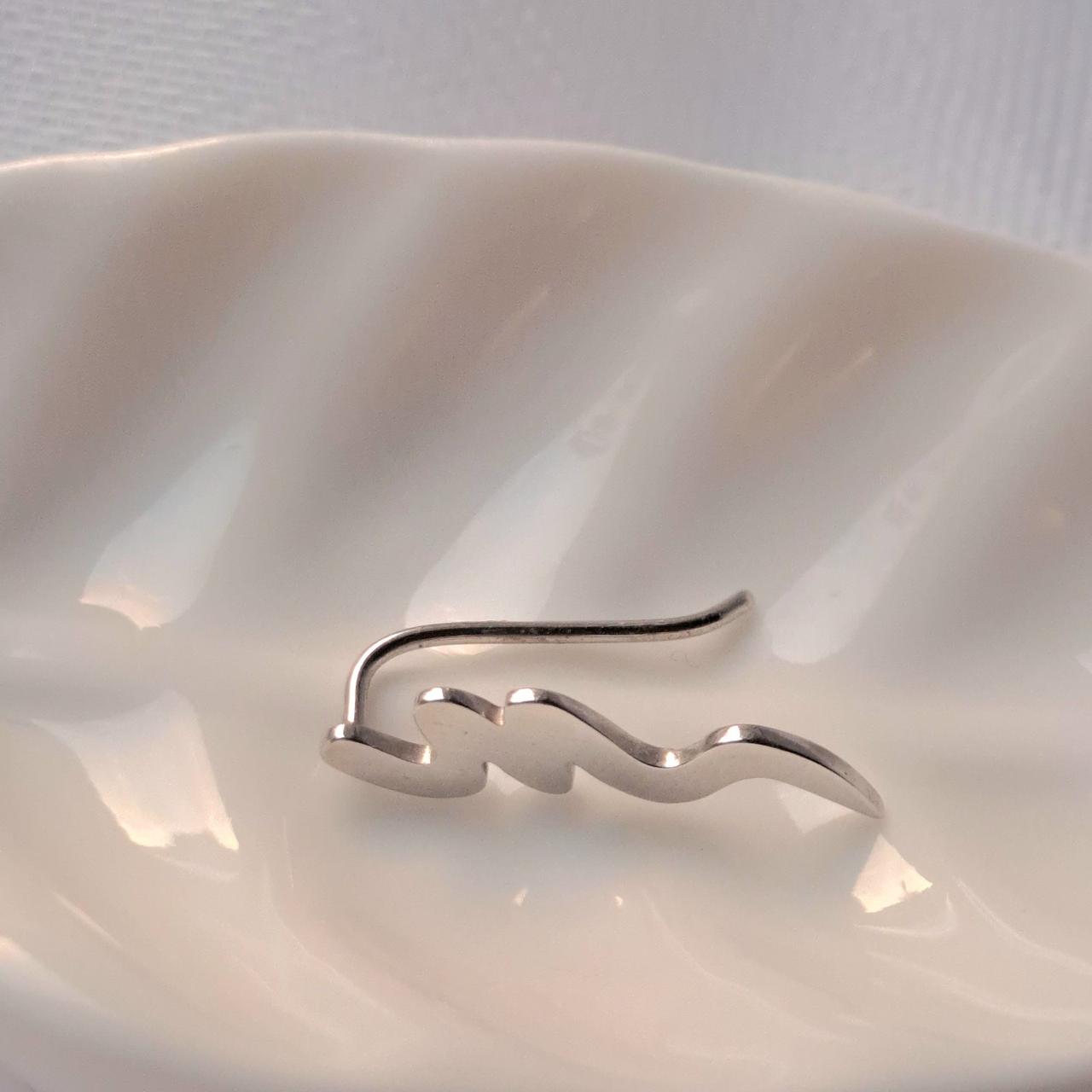 Моносережка срібна сережка кафа Хвилька