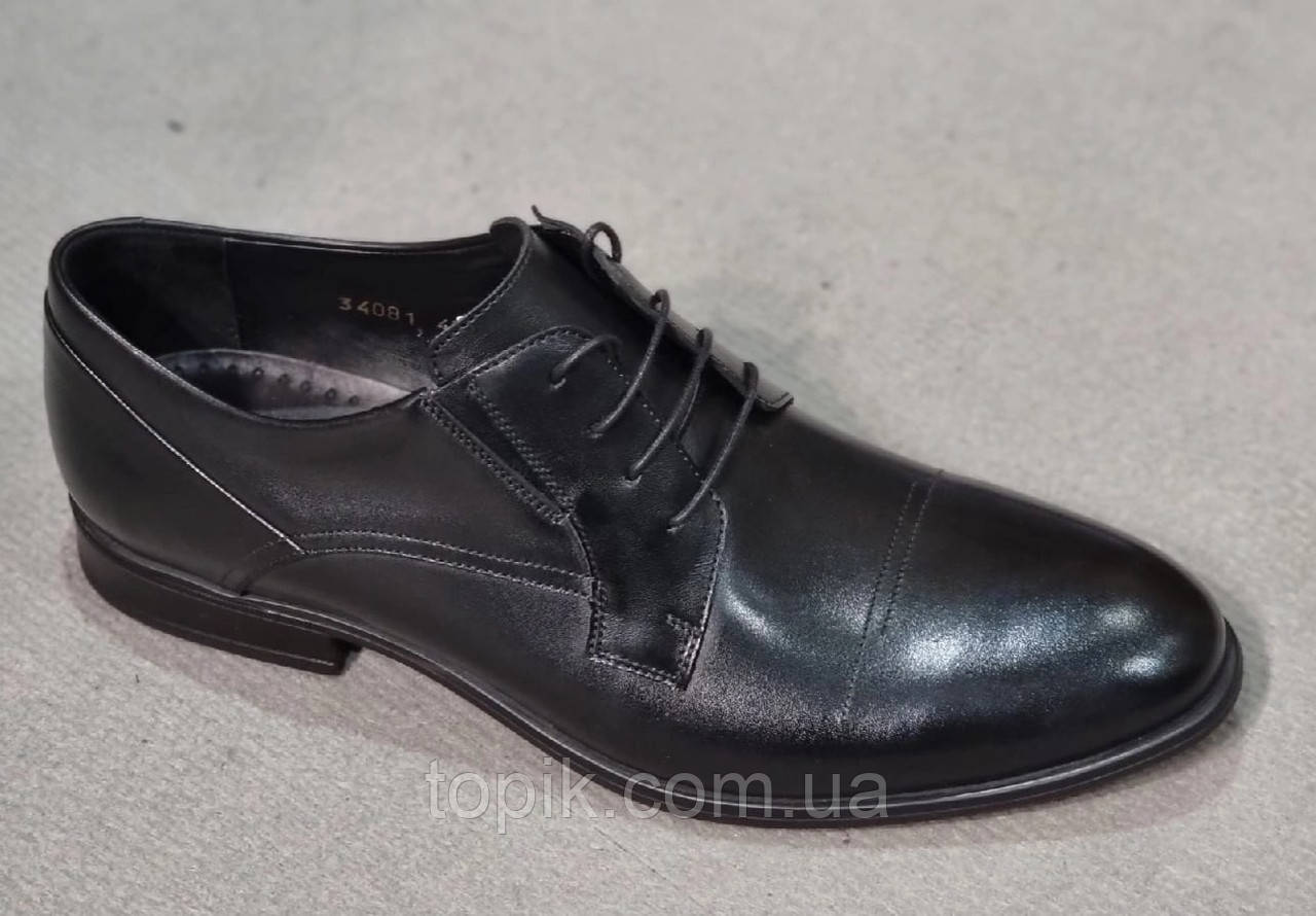 Тільки 44р! Туфлі чоловічі чорні шкіряні класичні модельні (Код: 3278)
