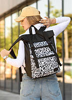 Жіночий рюкзак Sambag RollTop One з принтом "Graphity"