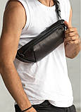 Чоловіча шкіряна  сумка на пояс бананка Sambag Holster MSH чорна з перфорацією, фото 3