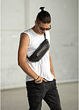 Чоловіча шкіряна  сумка на пояс бананка Sambag Holster MSH чорна з перфорацією, фото 4