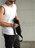 Чоловіча шкіряна  сумка на пояс бананка Sambag Holster MSH чорна з перфорацією, фото 9