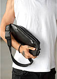 Чоловіча шкіряна  сумка на пояс бананка Sambag Holster MSH чорна з перфорацією, фото 10