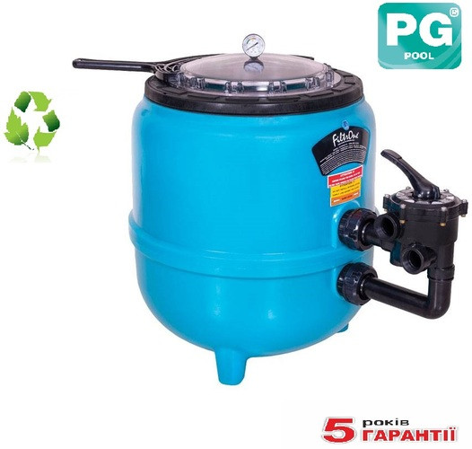 Фільтр 615мм з боковим клапаном для 125кг піску, 15м3/год, PG “FILTRONE LLT”