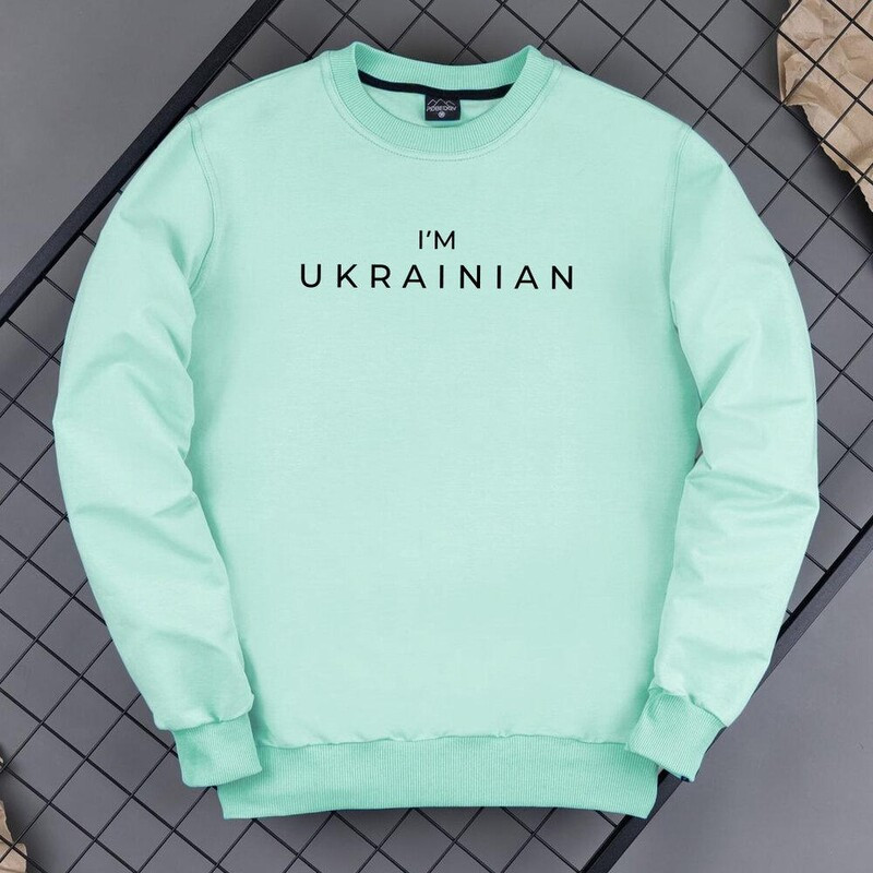 Кофта-світшот Pobedov I'M UKRAINIAN. Колір: м'ятний