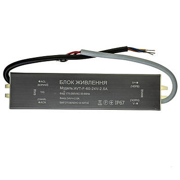 Блок живлення 24V 2,5А 60W герметичний IP67 для обладнання