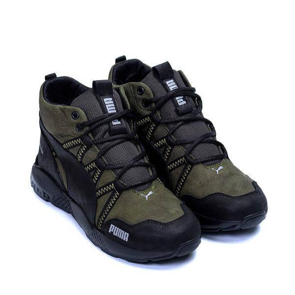 Зимові теплі чоловічі черевики шкіряні хакі Runner Olive
