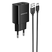 СЗУ Borofone BA53A Powerway dual port charger 2.1A +Type-C black