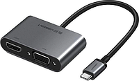 Адаптер - переходник UGREEN CM162 USB-C to HDMI + VGA +USB 3.0 Adapter with PD Space Gray (50505)