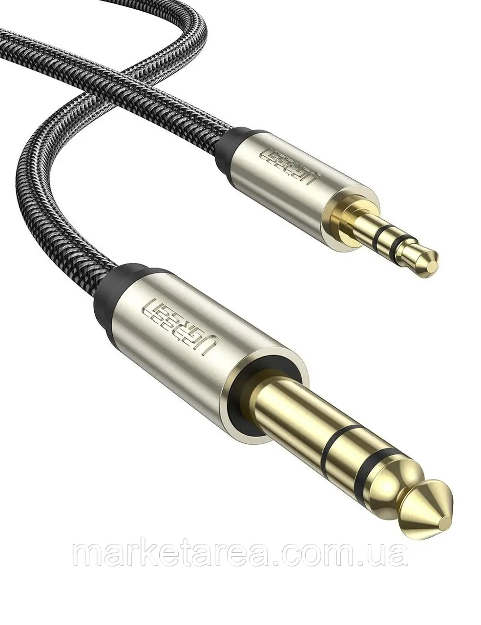 З'єднувальний аудіокабельUGREEN AV127 3.5mm to 6.35mm TRS Stereo Audio Cable 3m Gray (10629)