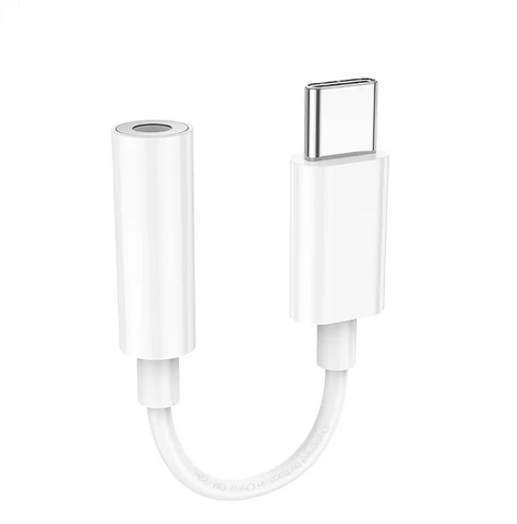 Кабель Hoco LS35 USB Type-C AUX 3,5 mm female 8 см White