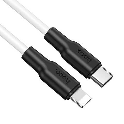 Кабель HOCO X21 Plus Silicone PD 20W Type-C to Lightning  Black-White