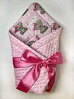Плюшевий рожевий конверт ковдра "It's a girl" на виписку з пологового будинку для дівчинки