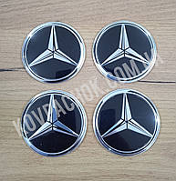 Наклейки для ковпачків на диски Mercedes-Benz чорні 56 мм.