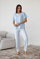 Женская пижама из вискозы, комплект для дома и сна футболка+штаны