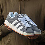 Замшеві кросівки Adidas Campus Grey/White, фото 2