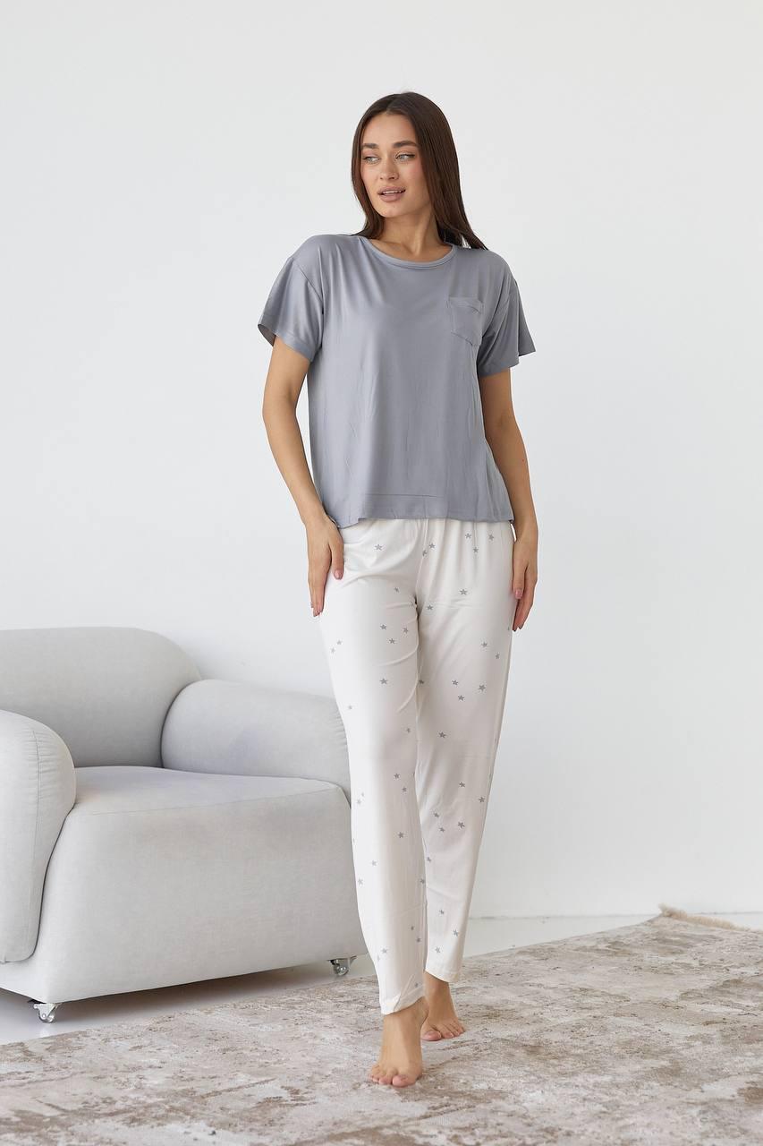 Жіноча піжама з віскози, комплект для дому та сну штани та футболка