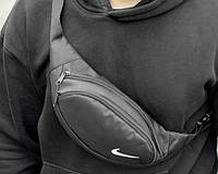 Спортивная поясная сумка - бананка NIKE BOD стильная мужская сумка через плечо черная на 4 отделения