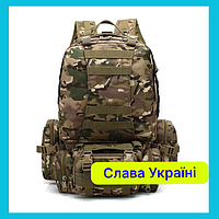 Модульний тактичний рюкзак мультикам 55 л SILVER KNIGHT, Камуфляжний військовий у кольорі Multicam
