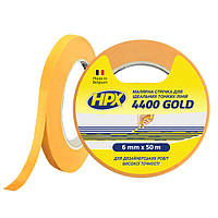 Малярная лента HPX 4400 Gold, 6mm-x-50m, оранжевая.