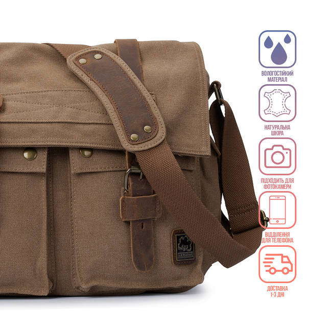 ANATOMICA／BOURGERON CAMBRIC COTTON 21SS Сумка мужская S.c.cotton мессенджер через плечо коричневый