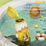 Дитяча іграшка для купання качка водоспад на присосках жовтого кольору 53242, фото 2