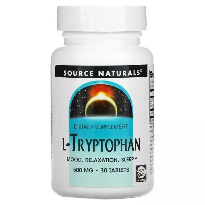 Амінокислота Source Naturals L-Tryptophan 500 mg, 30 таблеток EXP