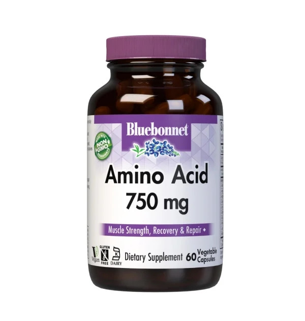 Амінокислота Bluebonnet Amino Acid 750 mg, 60 капсул EXP