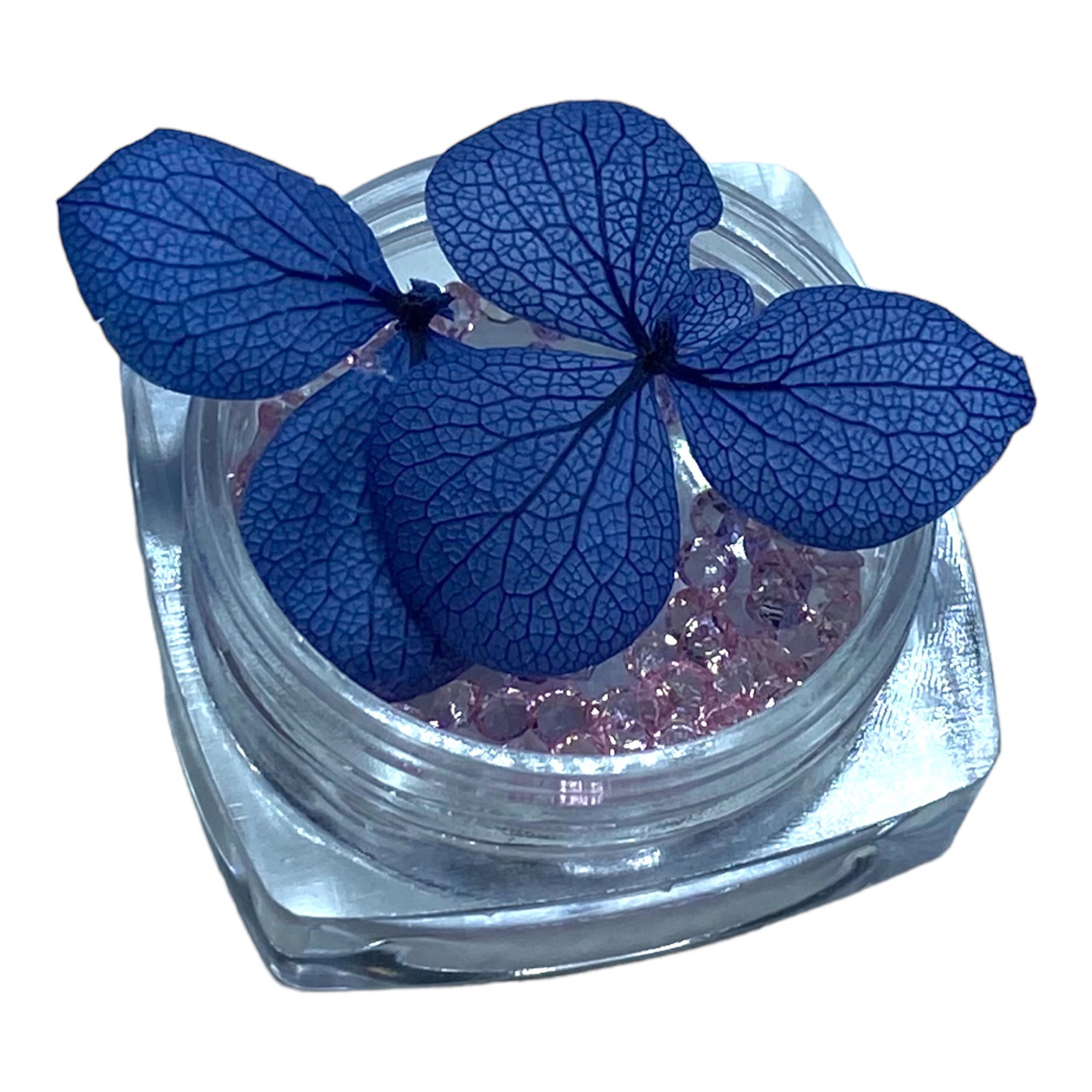 Прикраси для нігтів сухоцвіти сині + скляні стрази