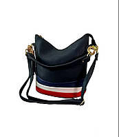 Женская трендовая сумка черная с цветными вставками