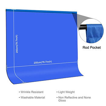 2.0х2.0м Фон хромакей тканинний синій PBM-2020 blue Chroma Key