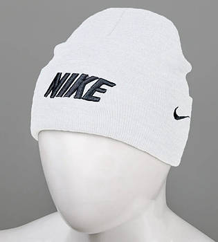 Шапка молодіжна з подвійною вишивкою NIKE (m34), Білий