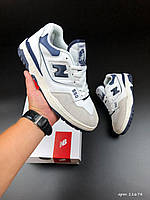 Кроссовки мужские New Balance 550 White Blue белые с синим демисезонные стильные нью беленс