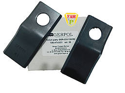 Ніж роторної косарки (зігнутий) CM120 BALMET 105x47x3Ø21 CM120