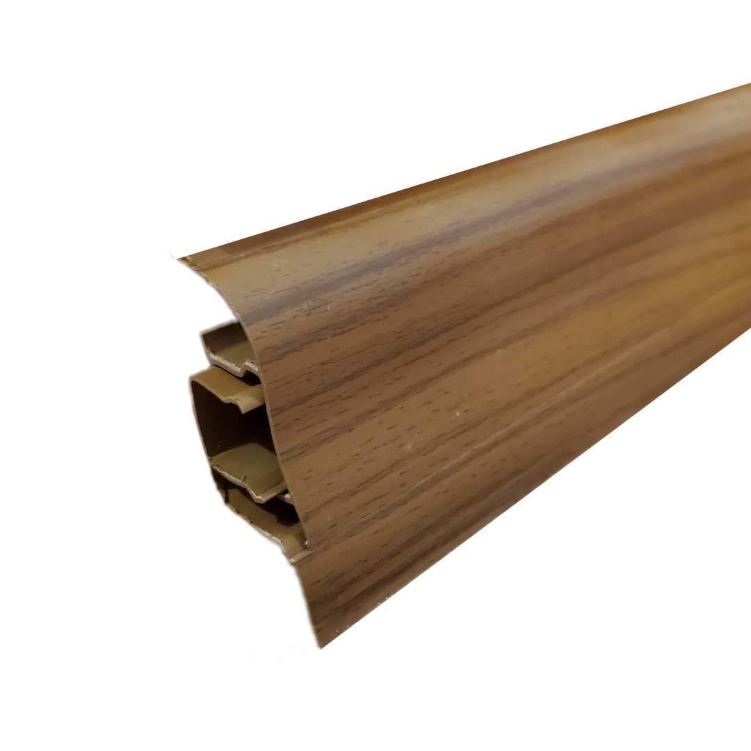 Плінтус пластиковий ТЕКО Люкс 0082 північна Сосна з кабель каналом широкий по підлозі м'які краю, фото 1