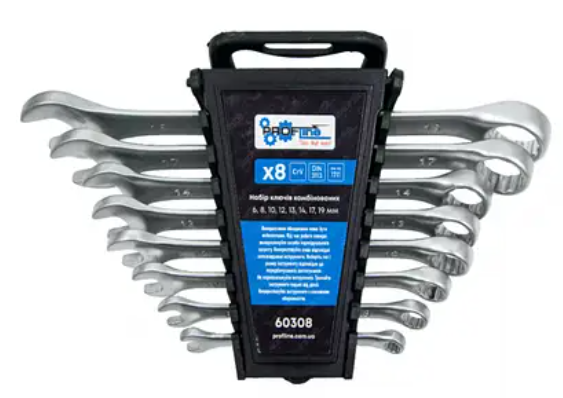 Набір ключів комбінованих 8шт (6-19мм) пластиковий холдер Profline 60308